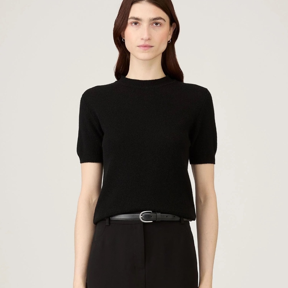 SUNSPEL Women's Cashmere Short Sleeve T-Shirt, Black, Size S, M, L